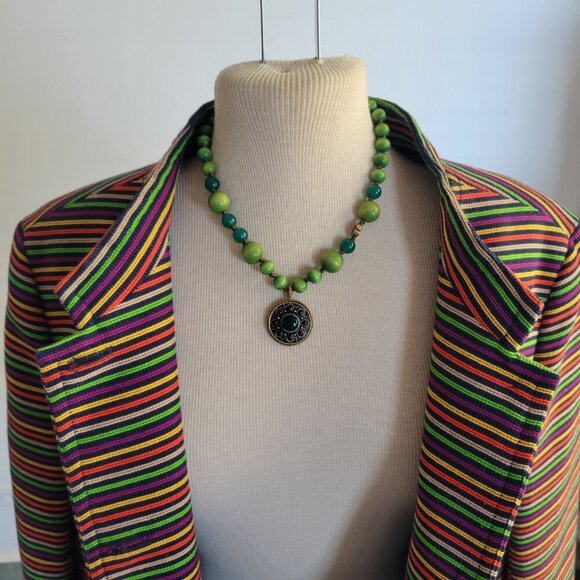 New Talbots Women’s Multicolor Blue Yellow Striped Rainbow Cotton Jacket (14) - Picture 3 of 16